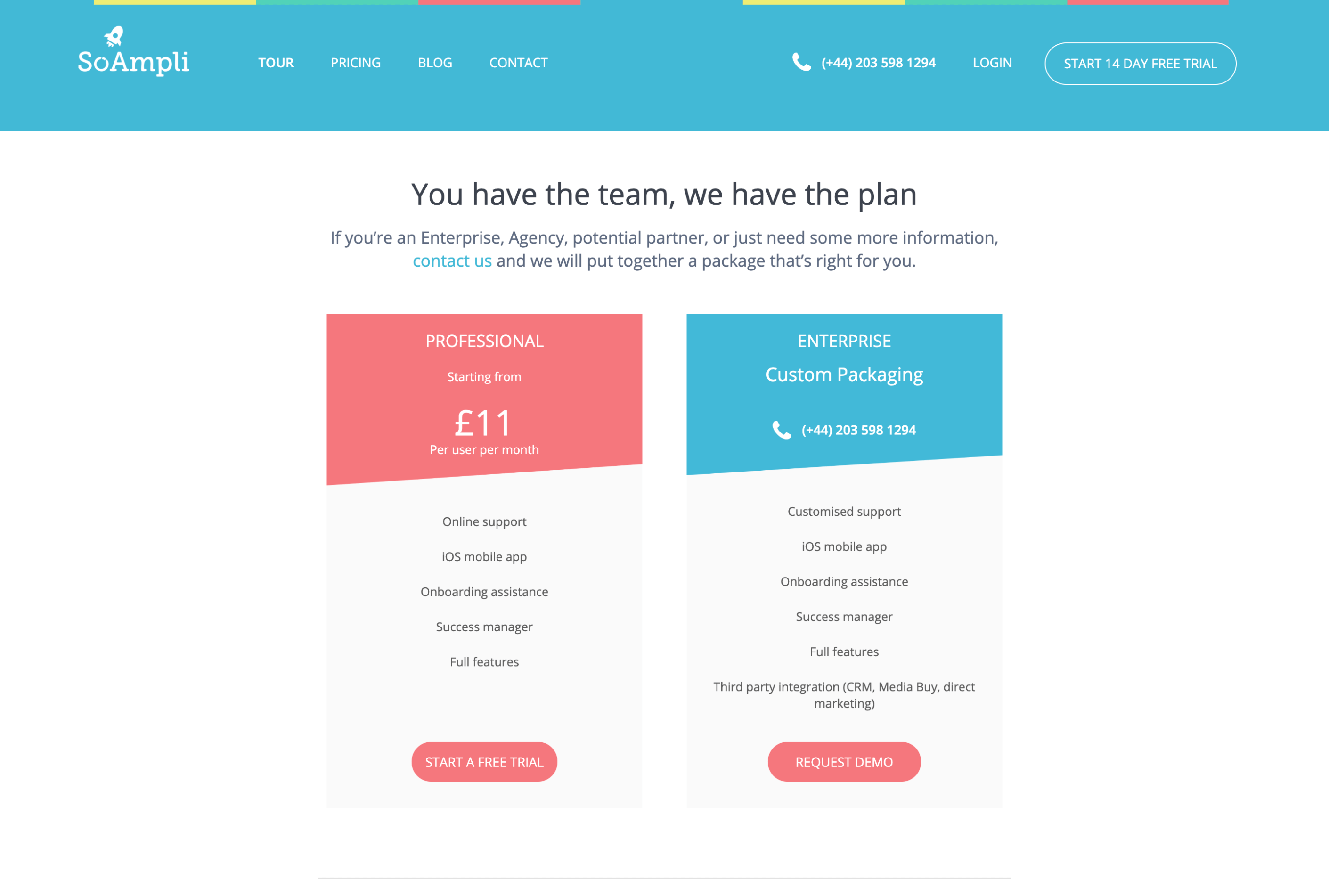 SoAmpli Website Pricing Page